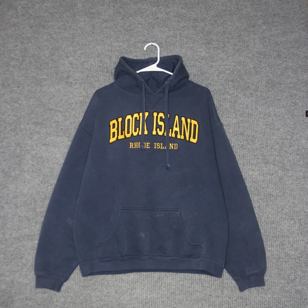 TCX Apparel Block Island Hoodie Mens XL Blue Rhode Island Souvenir Distressed